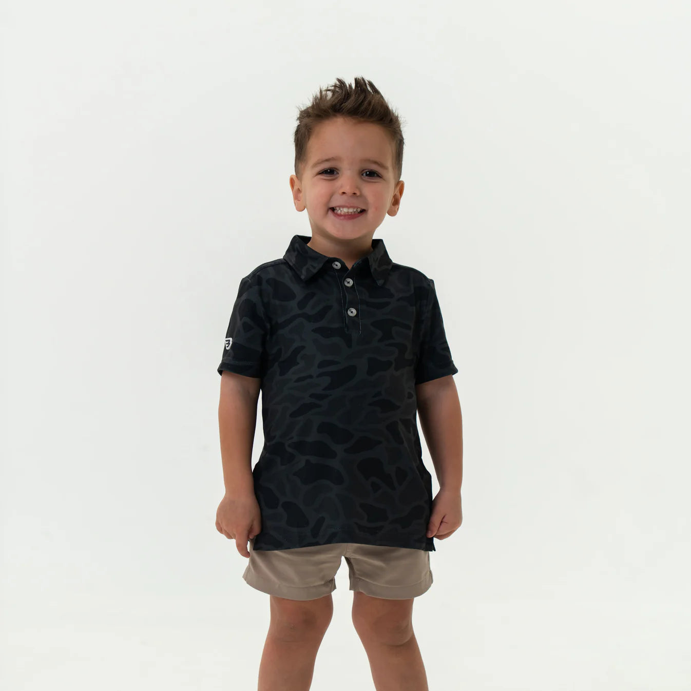 Black Camo Youth Performance Polo Burlebo Fl Y-PP-BLKC