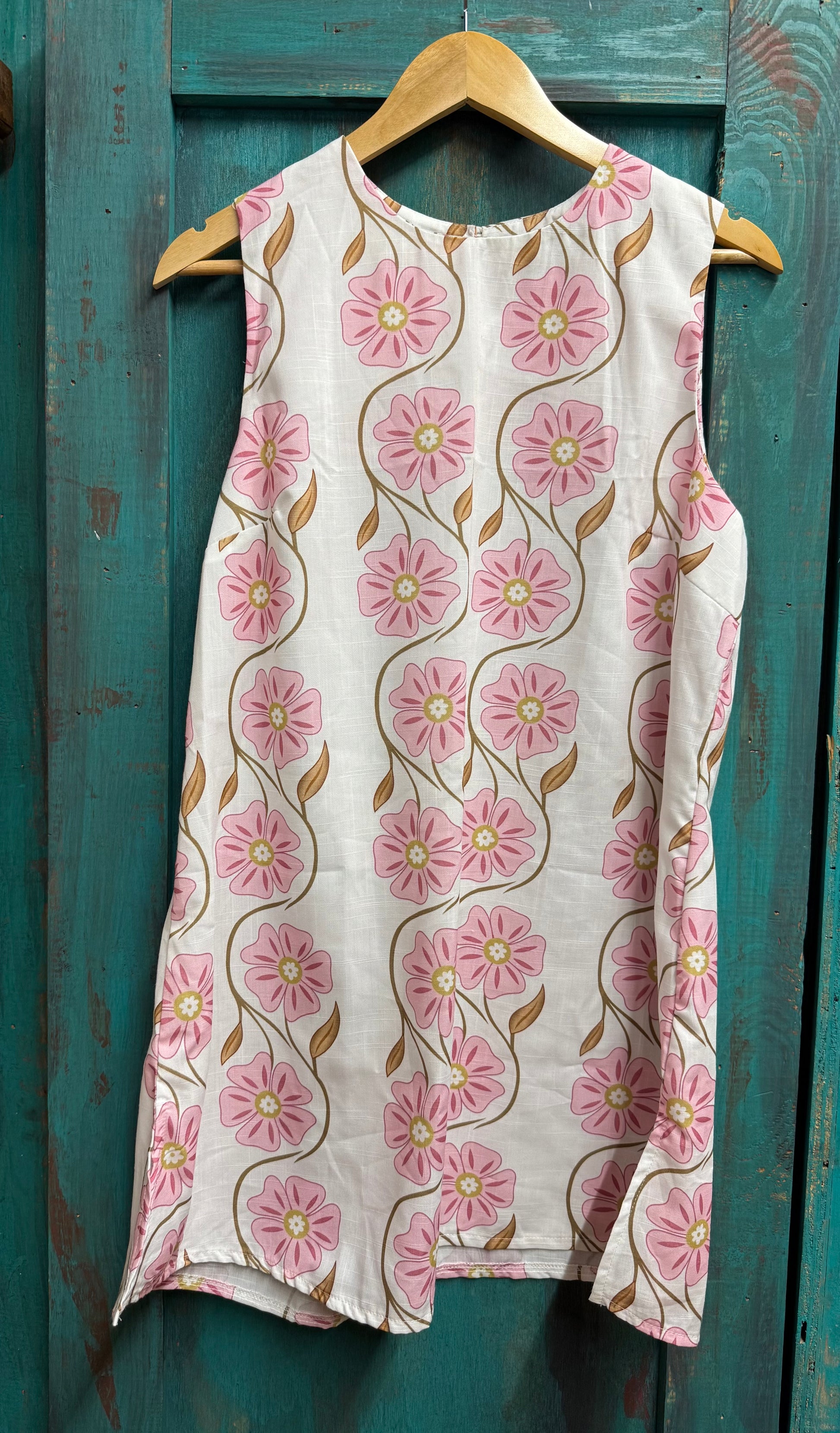 pink and white patterned dress Women's Everything I Imagined Ivory & Pink Linen Blend Floral Maxi Dress | Size: L
