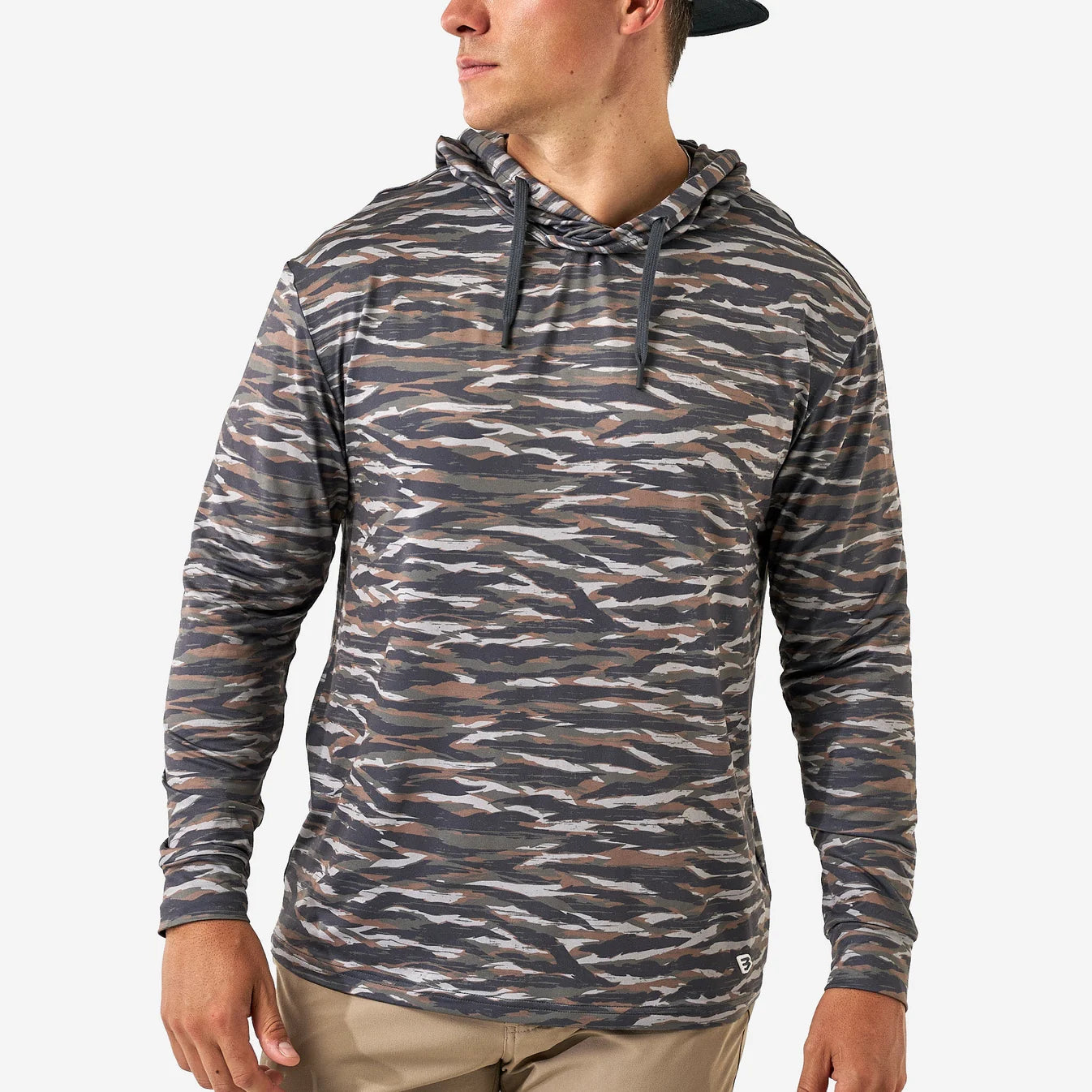Tiger Stripe Wetland Camo Performance Hoodie with SPF 50 UPV Protection Burlebo Tx/ Fl PH-TSC-WET