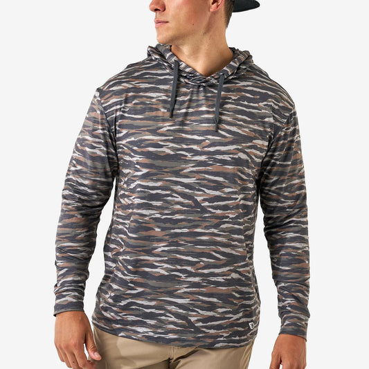 Tiger Stripe Wetland Camo Performance Hoodie with SPF 50 UPV Protection Burlebo PH-TSC-WET