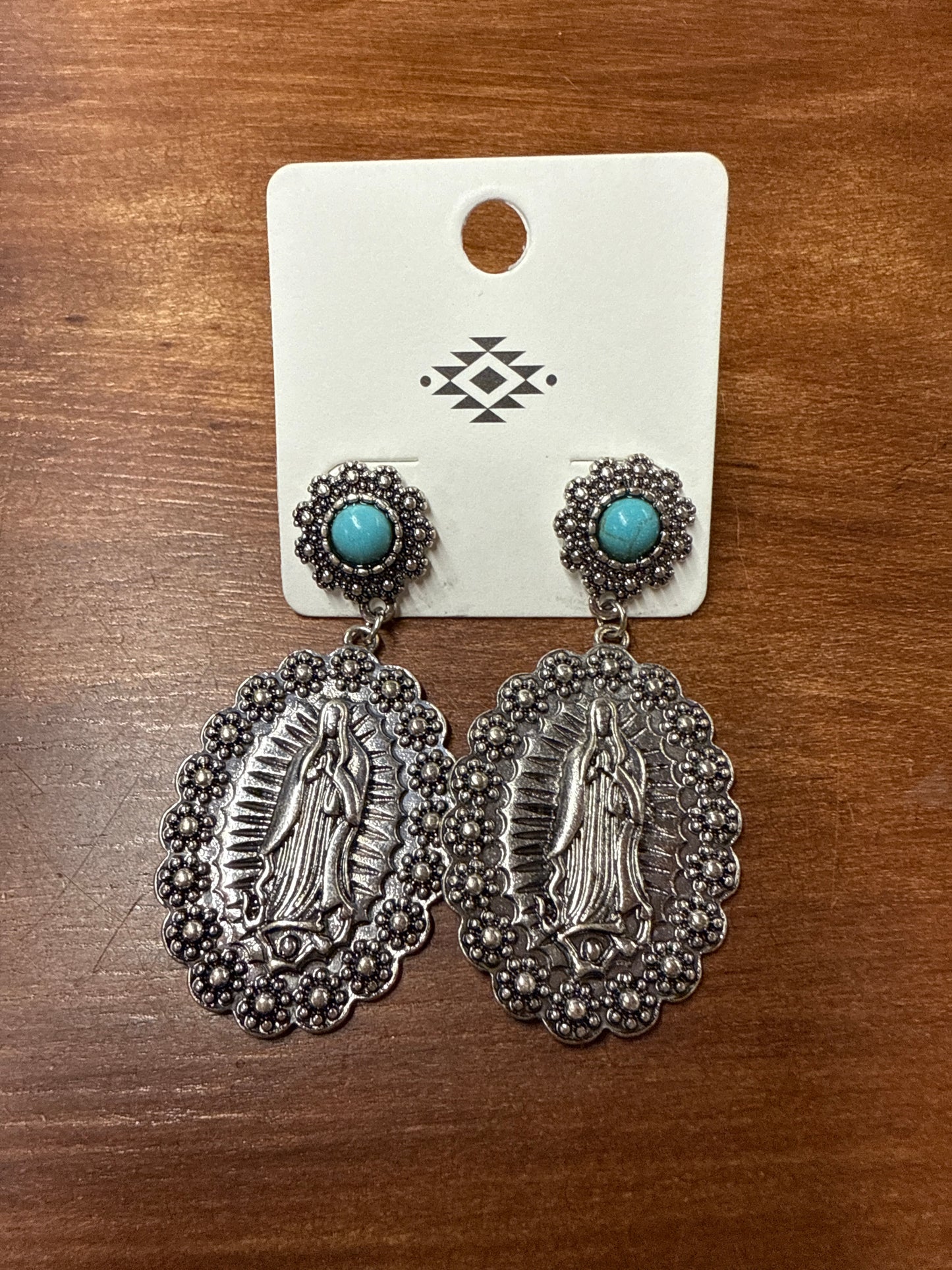 Virgin Mary Dangle Earrings