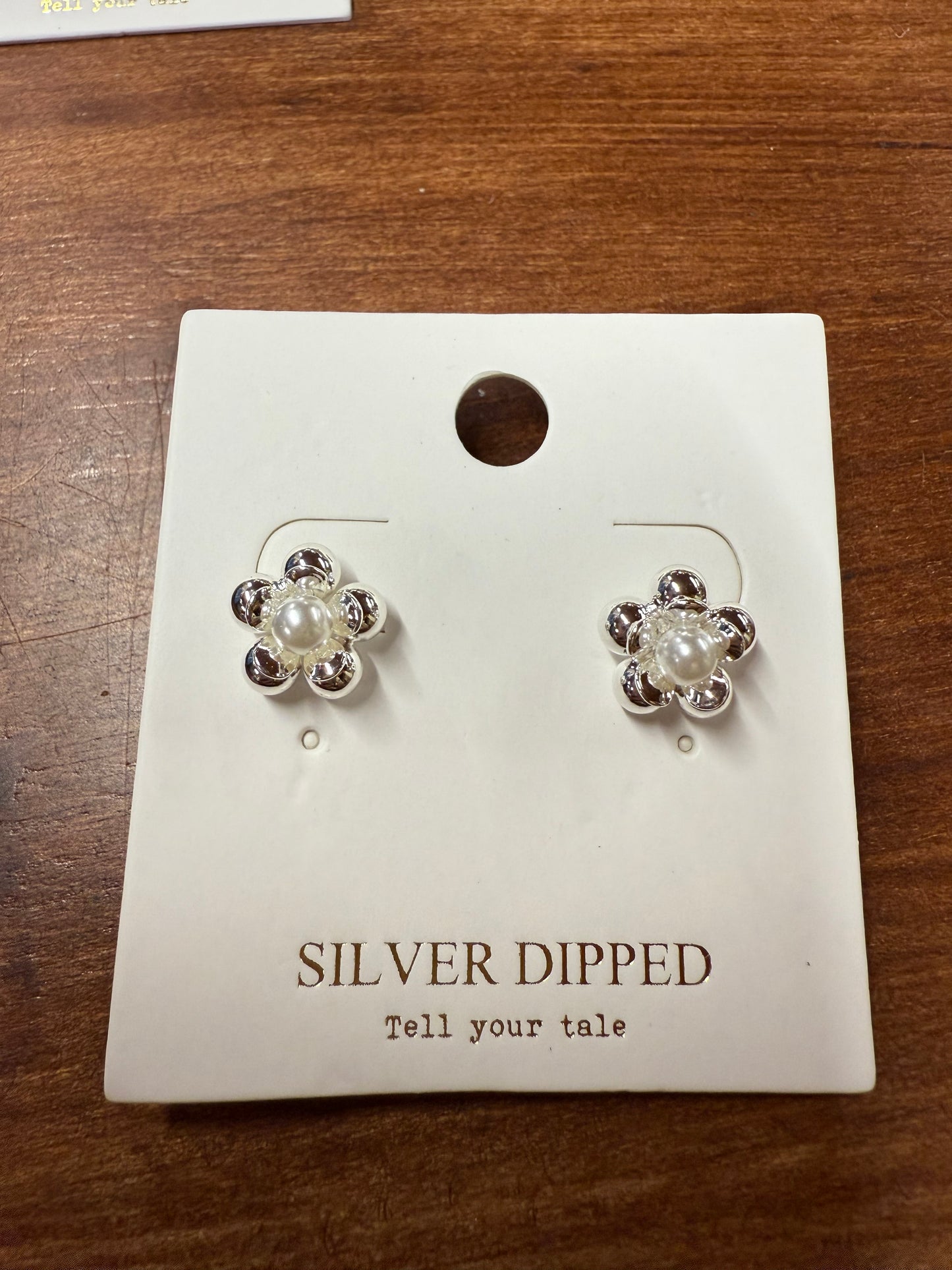 Flower with Pearl Center Earrings