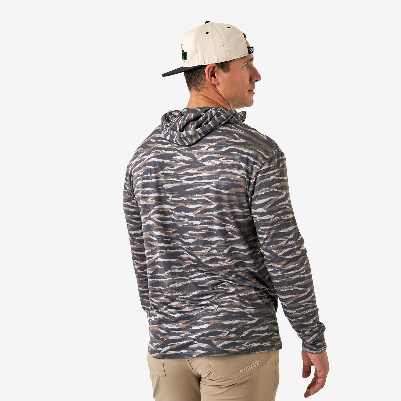 Tiger Stripe Wetland Camo Performance Hoodie with SPF 50 UPV Protection Burlebo Tx/ Fl PH-TSC-WET