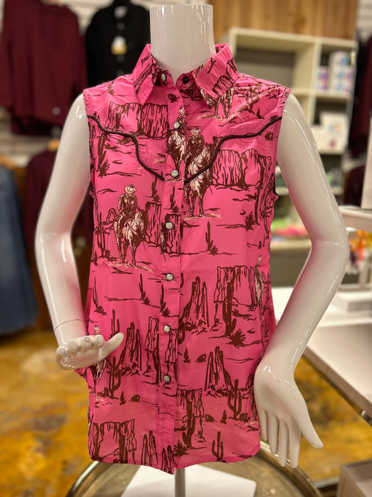 Pink Desert Cowboy Western Tank Fashion Exp