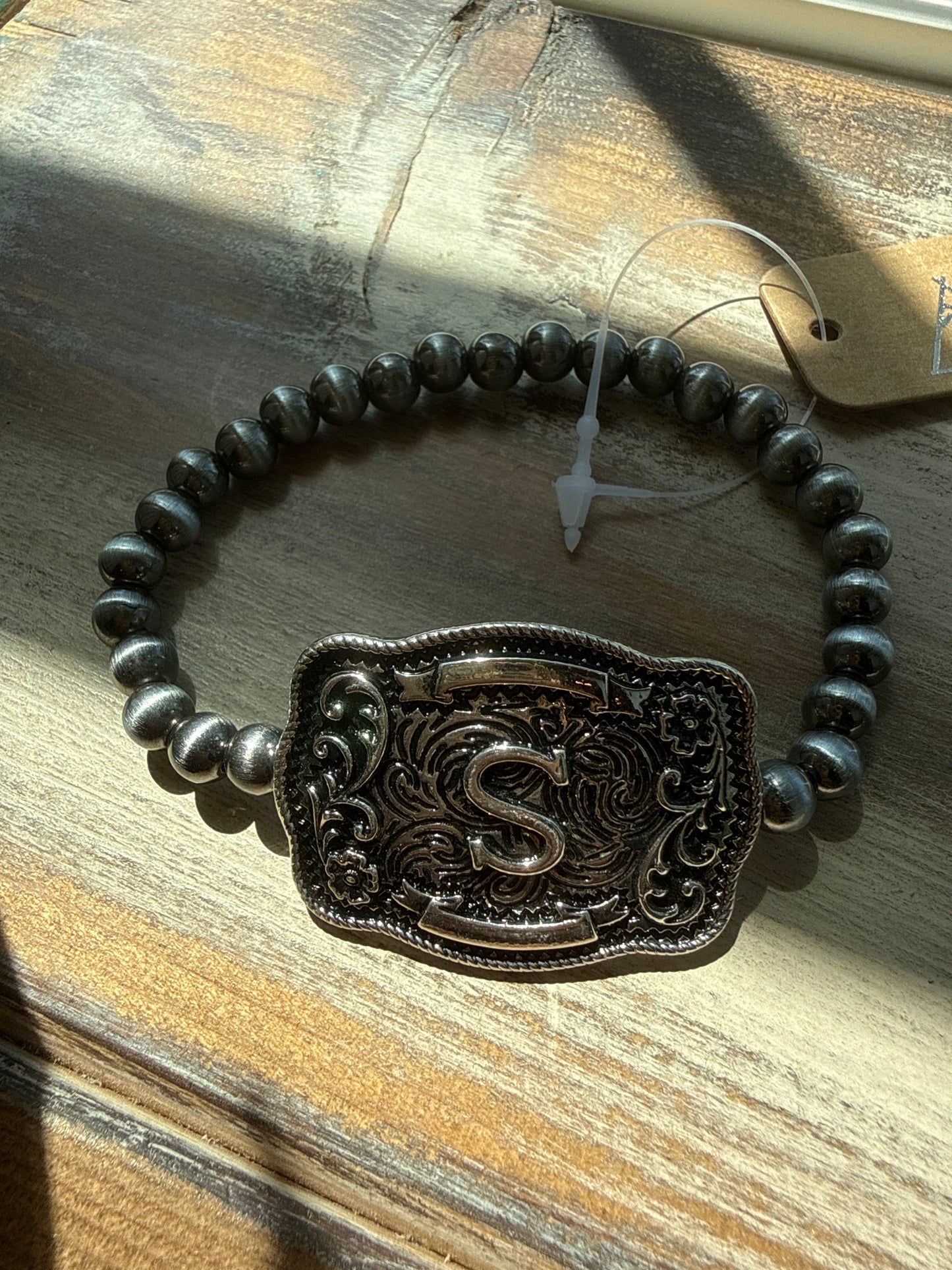 Buckle Style Initial Navajo Pearl Tipi Bracelet