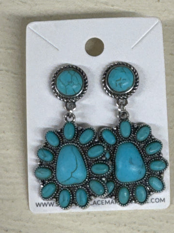 Turquoise Squash Blossom Drop Earring