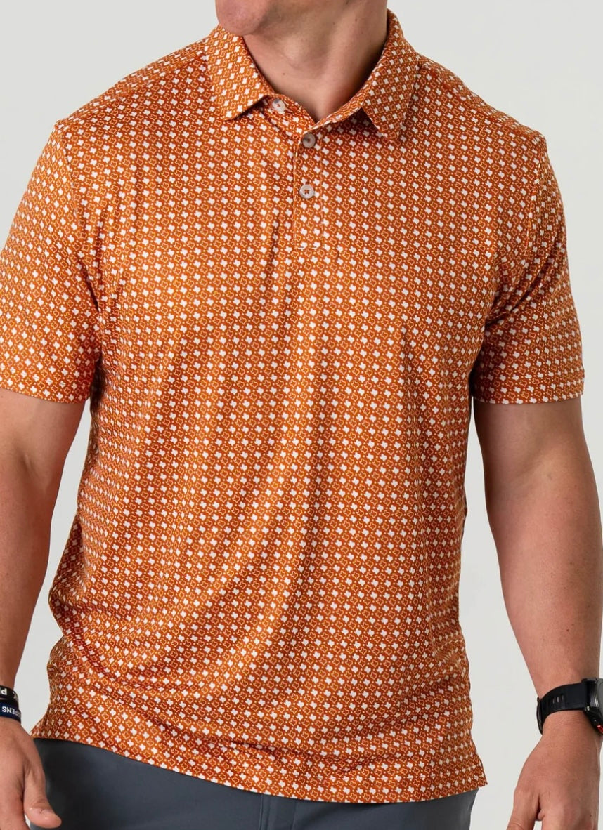 Texas Orange & White Performance Polo Burlebo