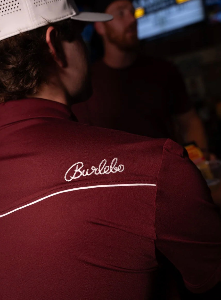 Maroon Pearl snap Performance Polo Burlebo