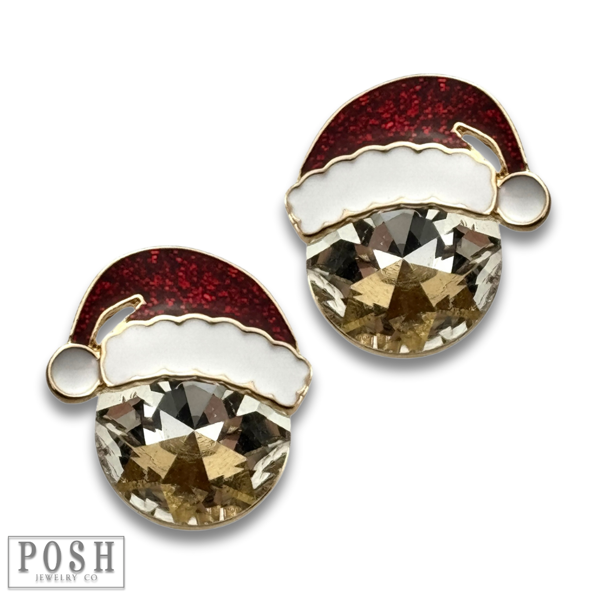 Rhinestone Santa hat earring: Red PP