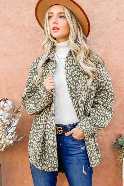 Leopard Corduroy Loose Fit Jacket: BEIGE And The Why