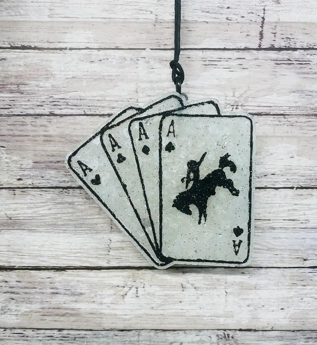 Playing Cards with Bucking Horse Car Freshie: Naked Cactus-F