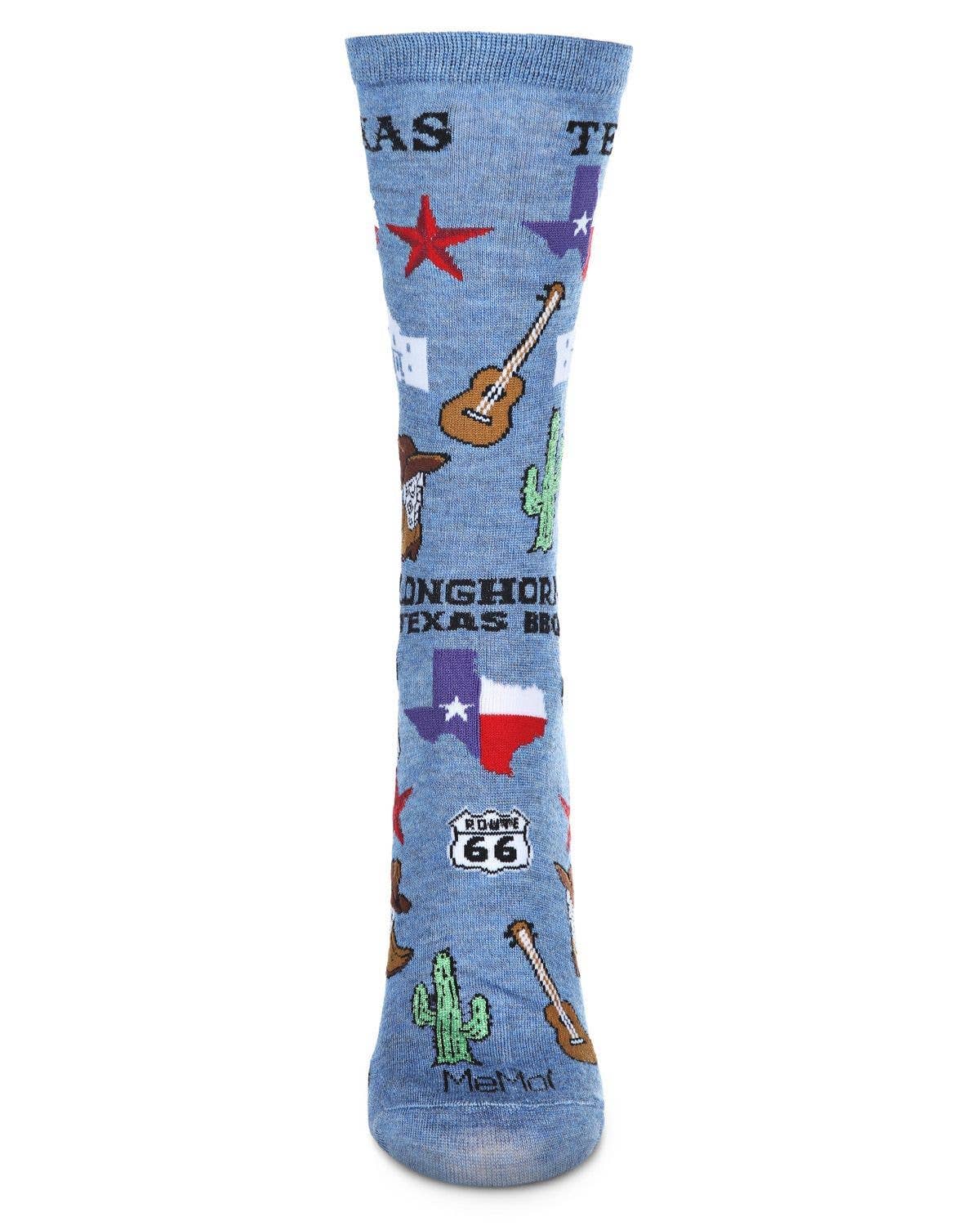 Texas Bamboo Blend Crew Sock: Denim Heather / 9-11