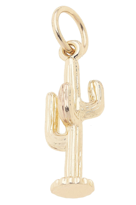 Golden Cactus Charm in Shiny Gold Canvas