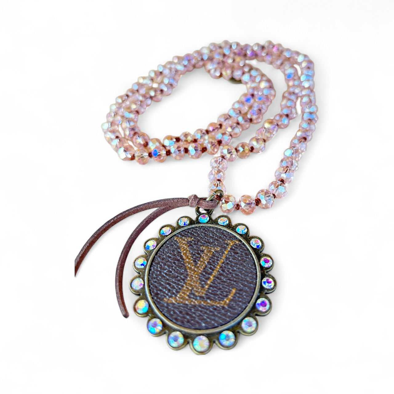 Pink Lemonade Upcycled LV Necklace Junk Gypsy