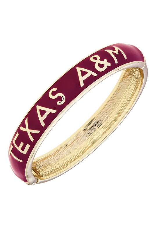 Texas A&M Aggies Sculpted Enamel Hinge Bangle in Maroon Canvas