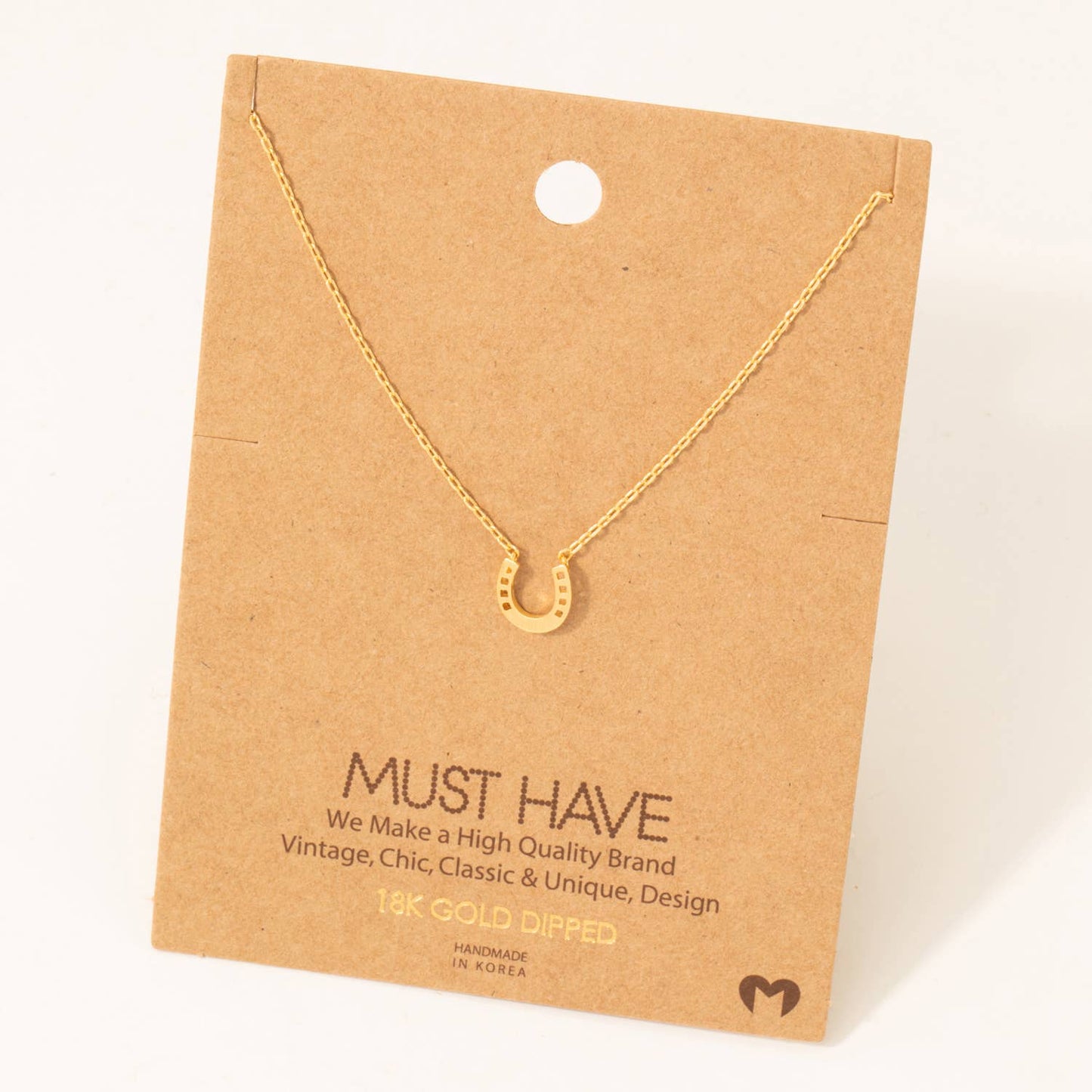Mini Horseshoe Pendant Necklace: G