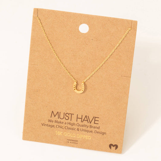 Mini Horseshoe Pendant Necklace: G
