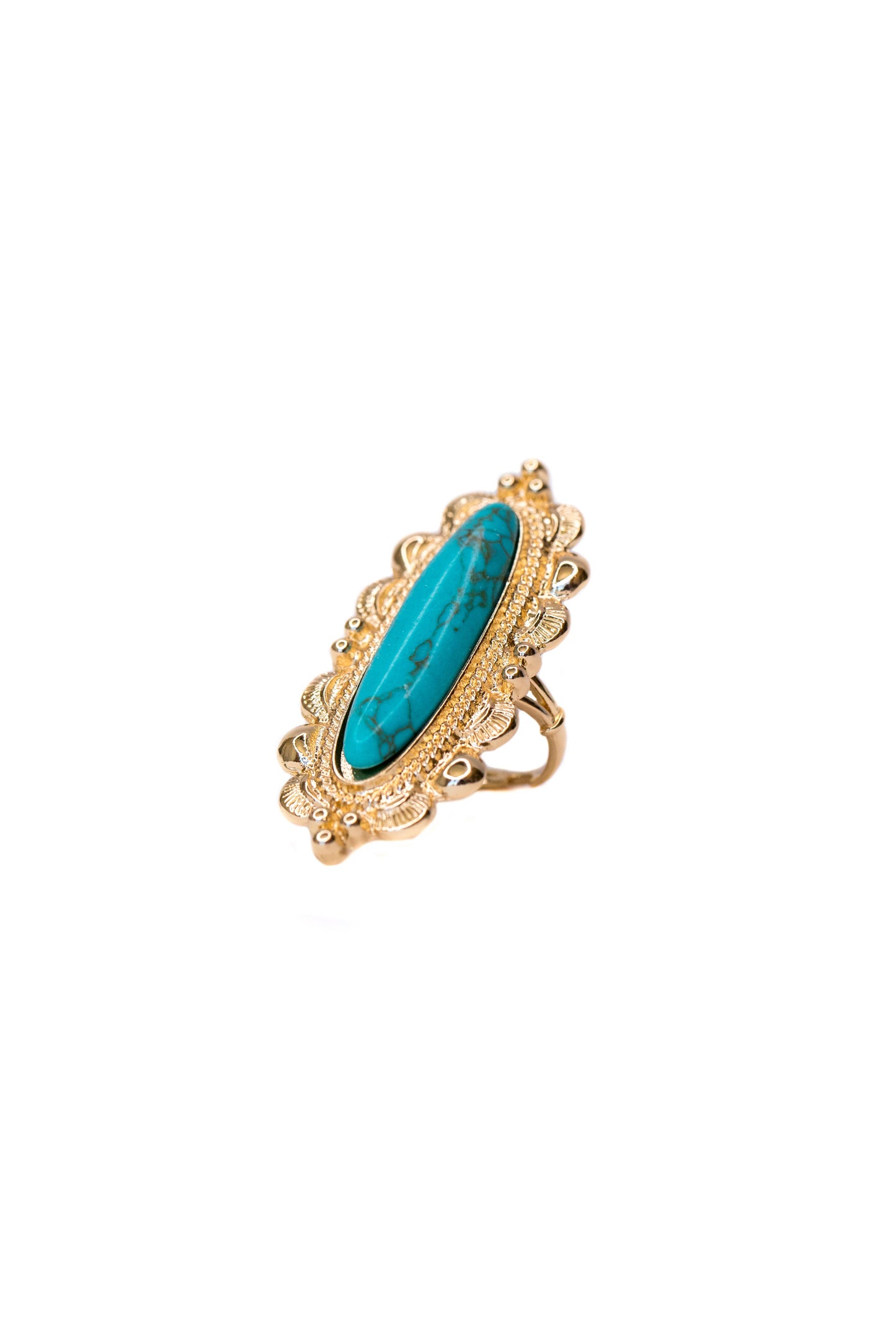 Adjustable Elongated Gold and Turquoise Ring Westco