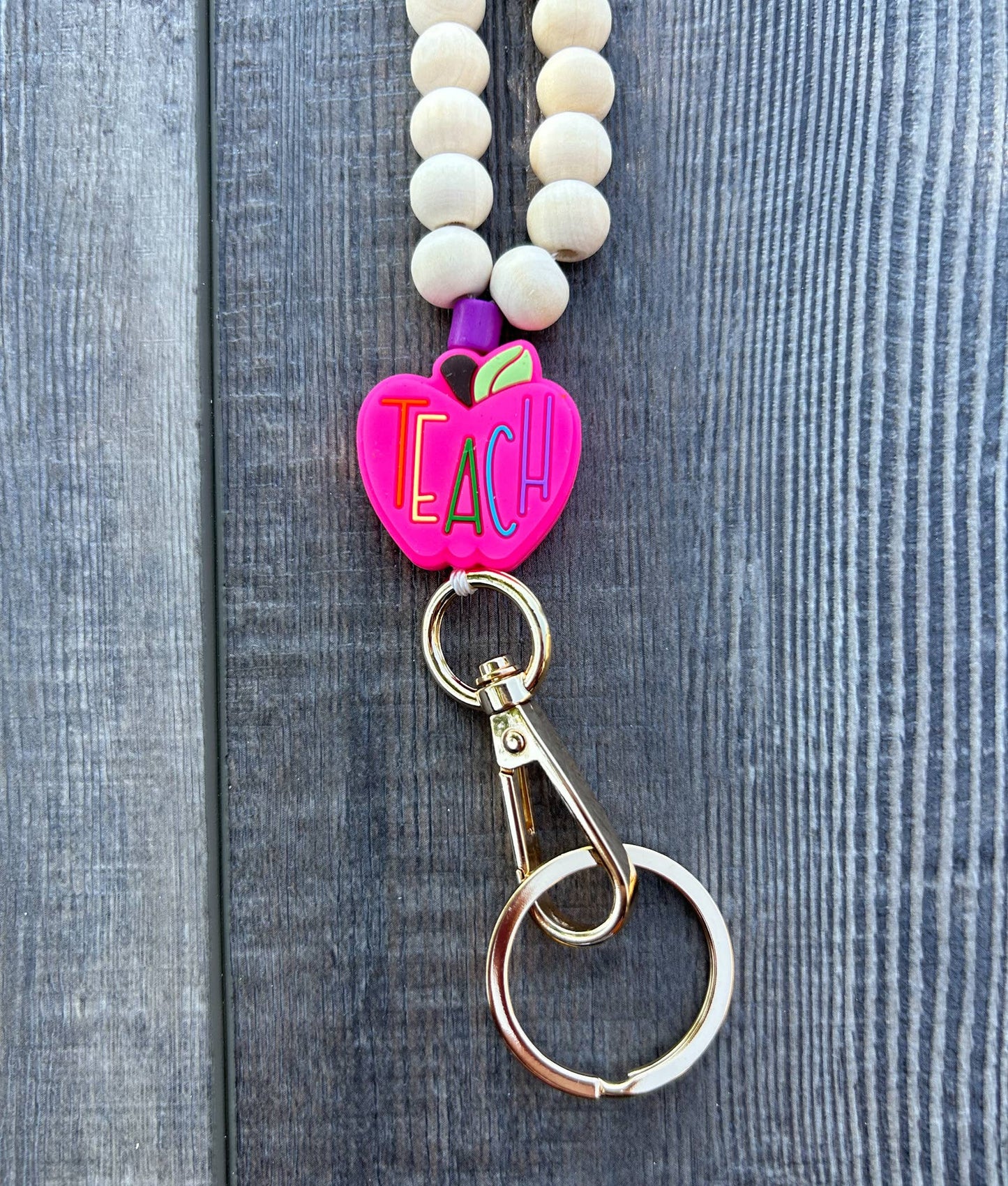 Pink Apple Teach Lanyard with Breakaway Clasp JInk Tx\ Fl