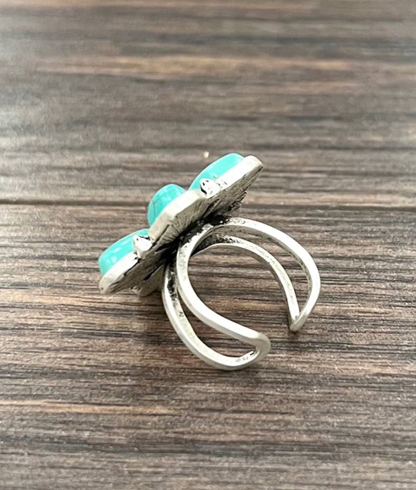 750532, 1" Western Turquoise Adjustable Ring