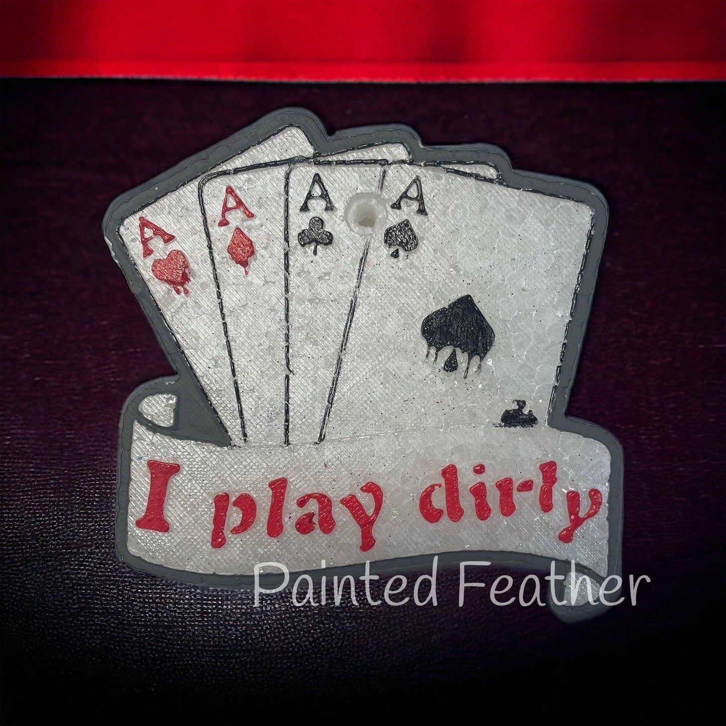 I play dirty: Painted Feather Car Freshie