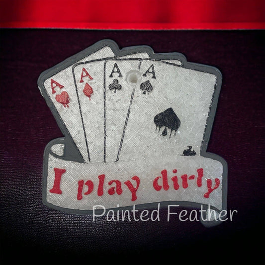I play dirty: Painted Feather Car Freshie