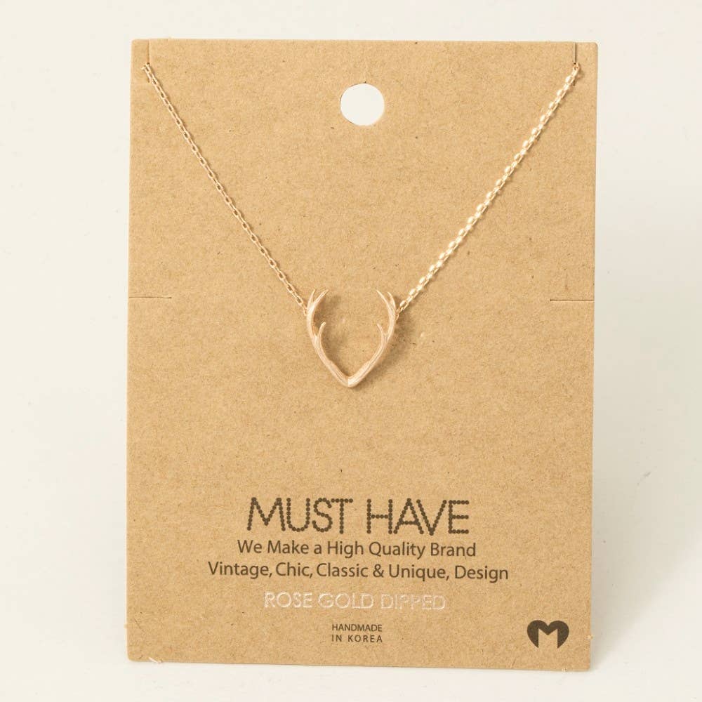Gold Dipped Antler Pendant Necklace: Gold or Silver Fame