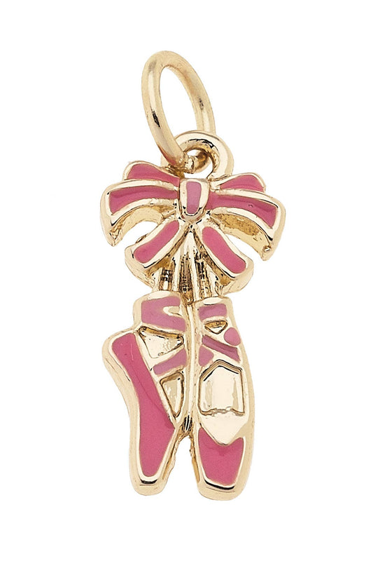 Ballet Enamel Pointe Shoes Charm in Light Pink Canvas