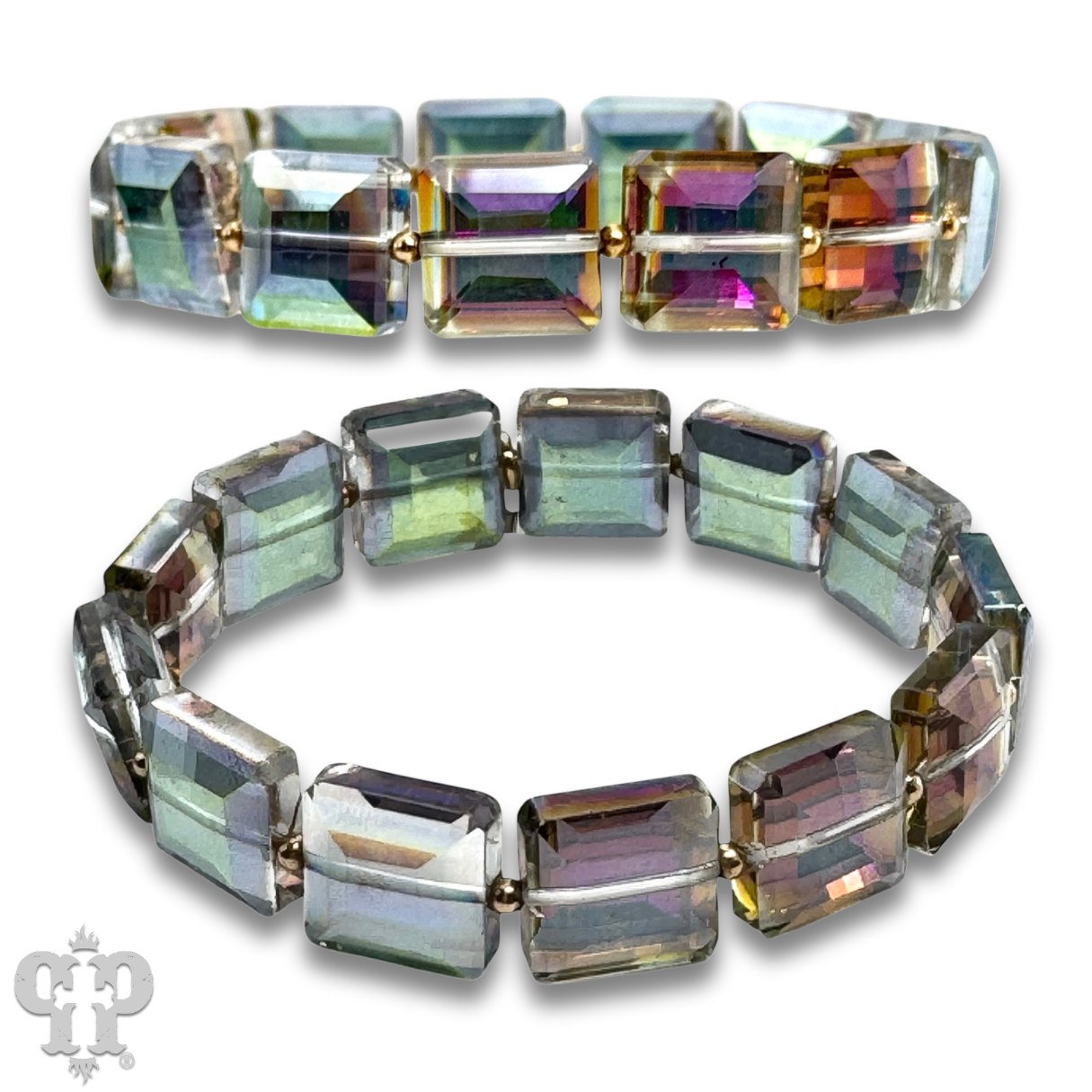 Faceted square bead bracelet - LC: Pink