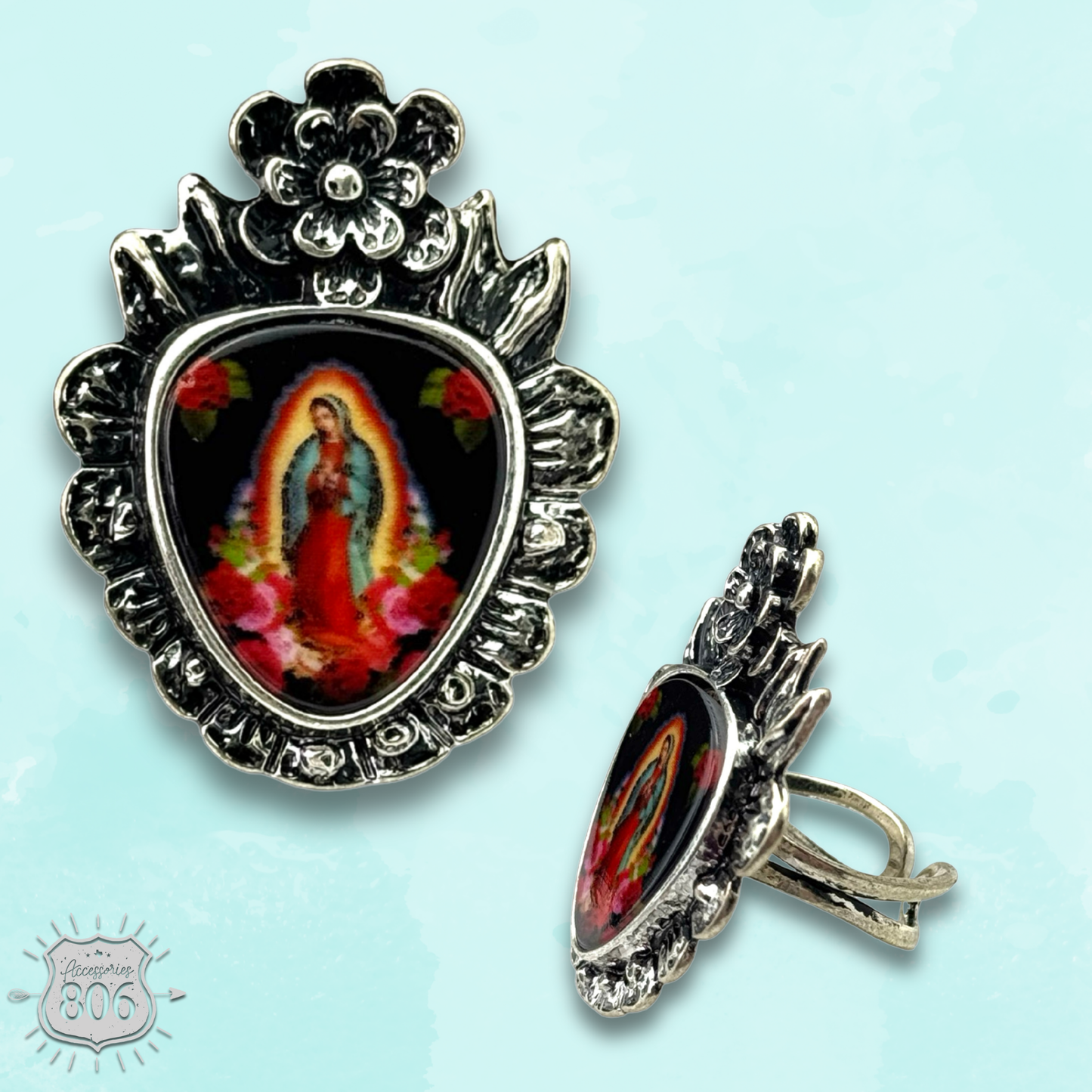 Our Lady of Guadalupe ring - LC: Silver PP