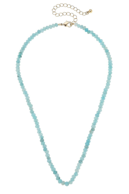 Lucy Gemstone Beaded Multi-Charm Necklace Base: Light Blue Canvas