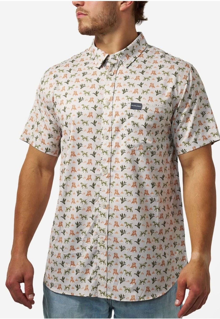MALLARD DUCK DOG PERFORMANCE BUTTON UP Burlebo PBU-MDD Fl