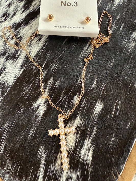 Pearl cross Necklace set