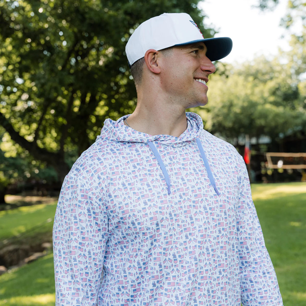 Old Glory Performance Hoodie with UPF 50 Protection Burlebo Tx/ Fl
