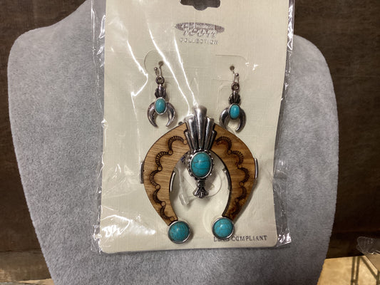Wooden squash charm w/silver earrings