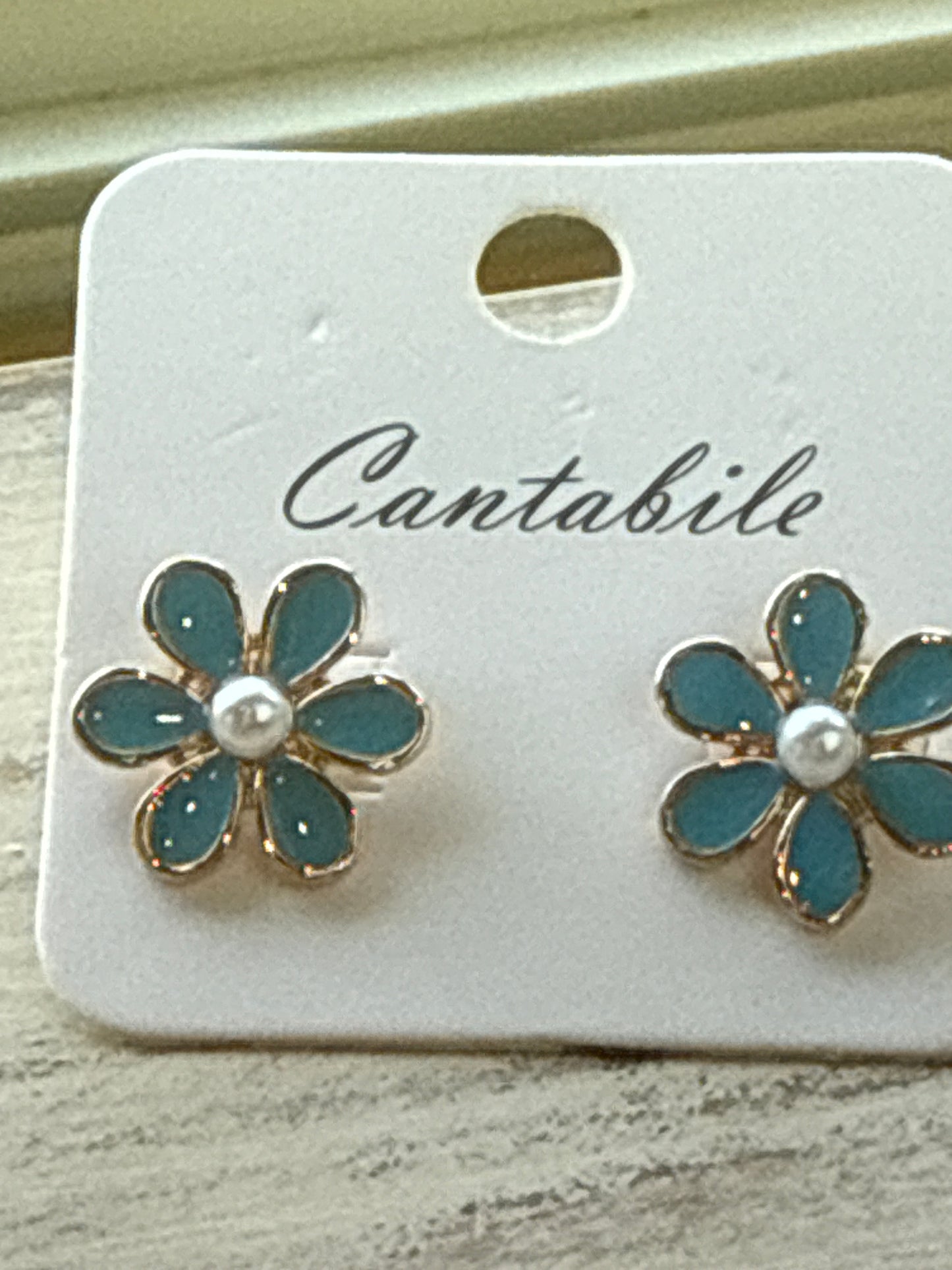 Bright Enamel Flower Earrings with Small Pearl Center Cantabile