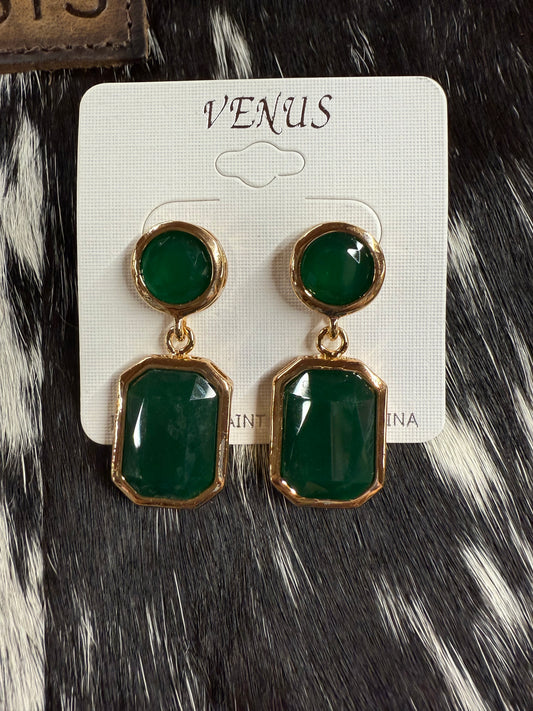 Green and Gold Earrings