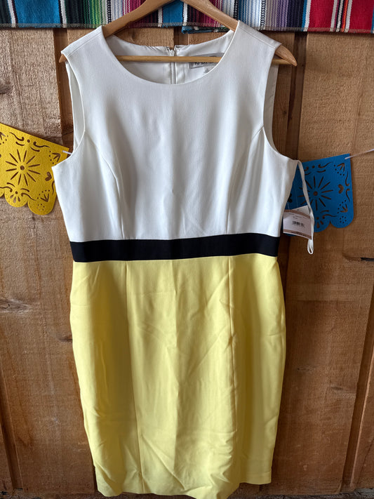 Kasper Yellow Black And White Dress Size 12