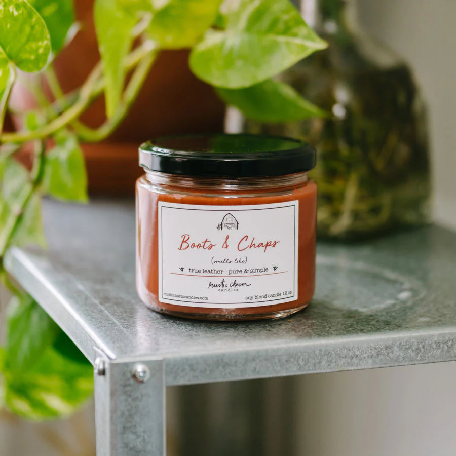 Boots & Chaps “ Leather” Candle Rustic Charm