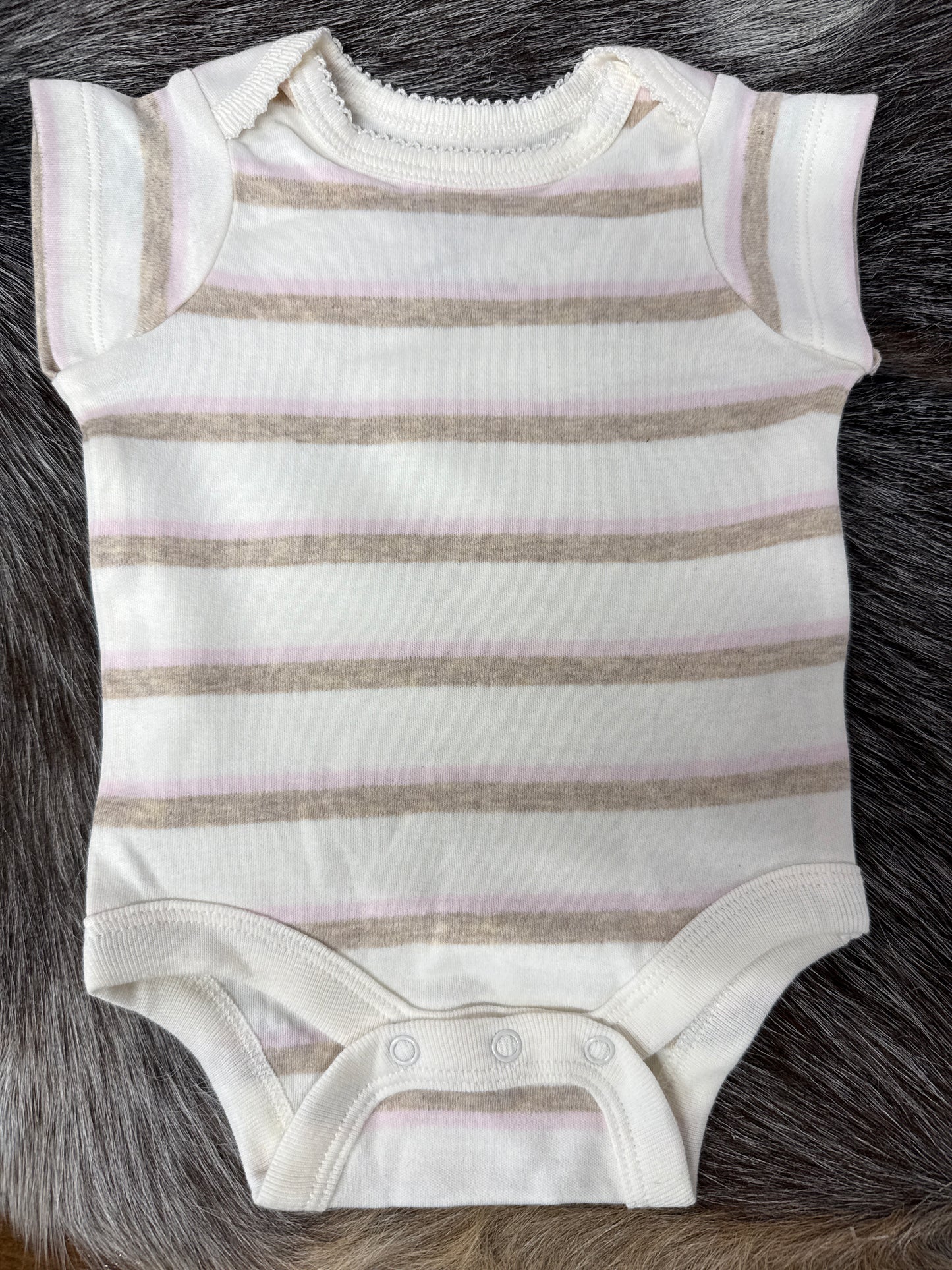 Cream Pink And Tan Striped Onesie