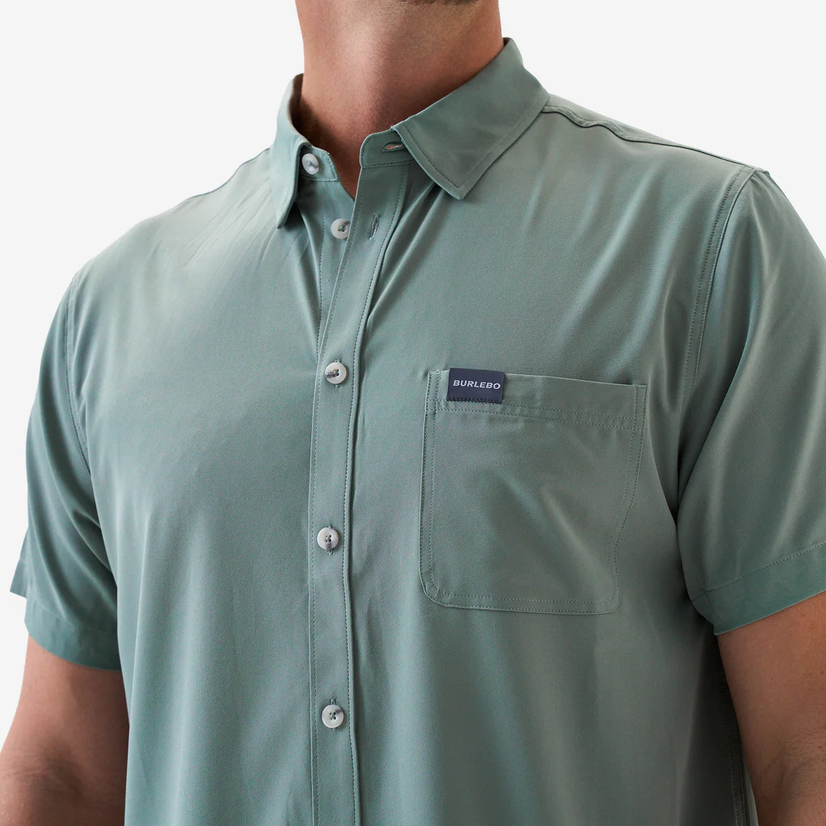 Sage Burlebo Performance Button Up Shirt Tx