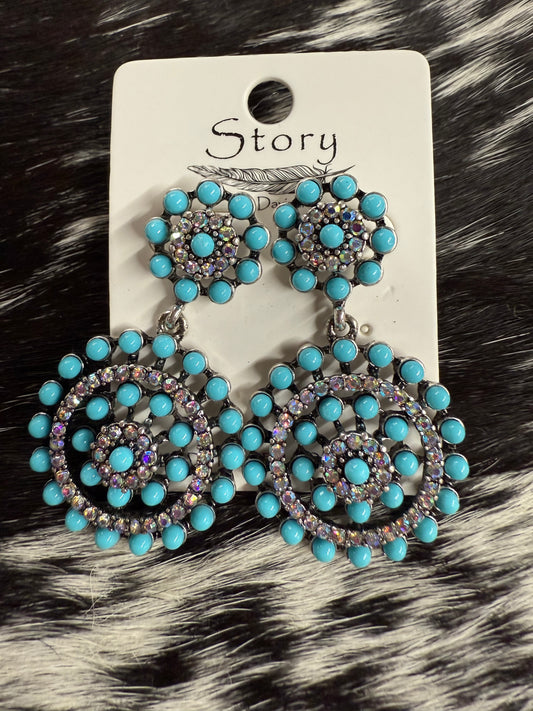 Double Stack Floral Blinged Earrings