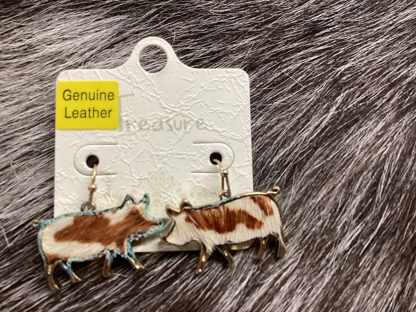 Genuine leather pig earrings