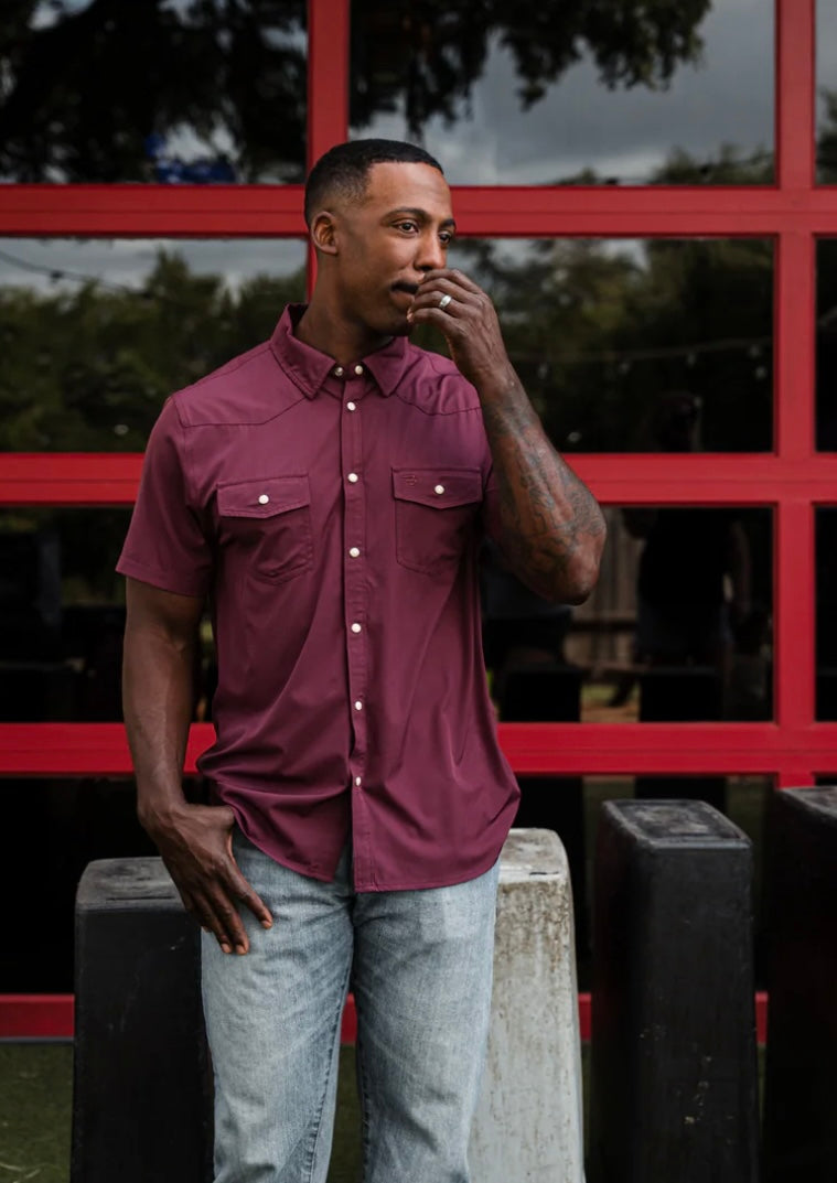 Maroon Western Performance Shirt Burlebo