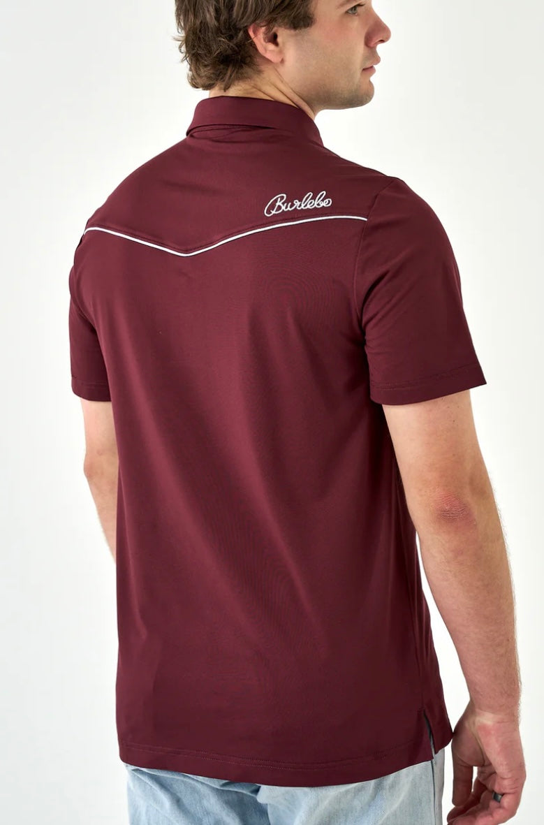 Maroon Pearl snap Performance Polo Burlebo