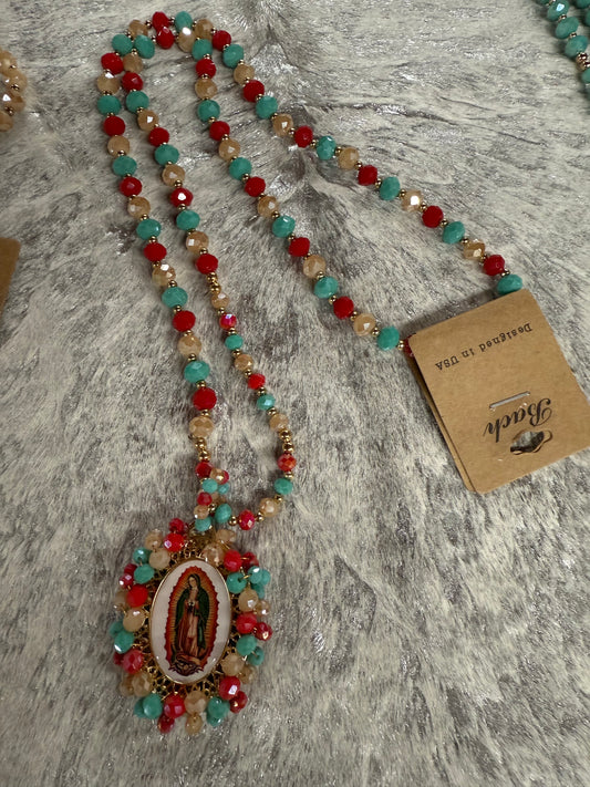 Virgin Mary Beaded Necklace