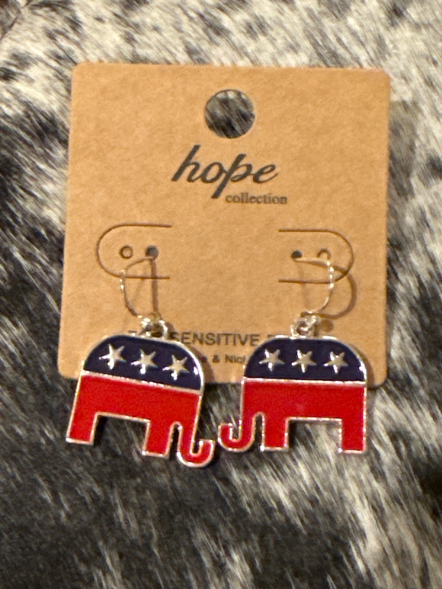 Elephant Red White Blue Republican Earrings
