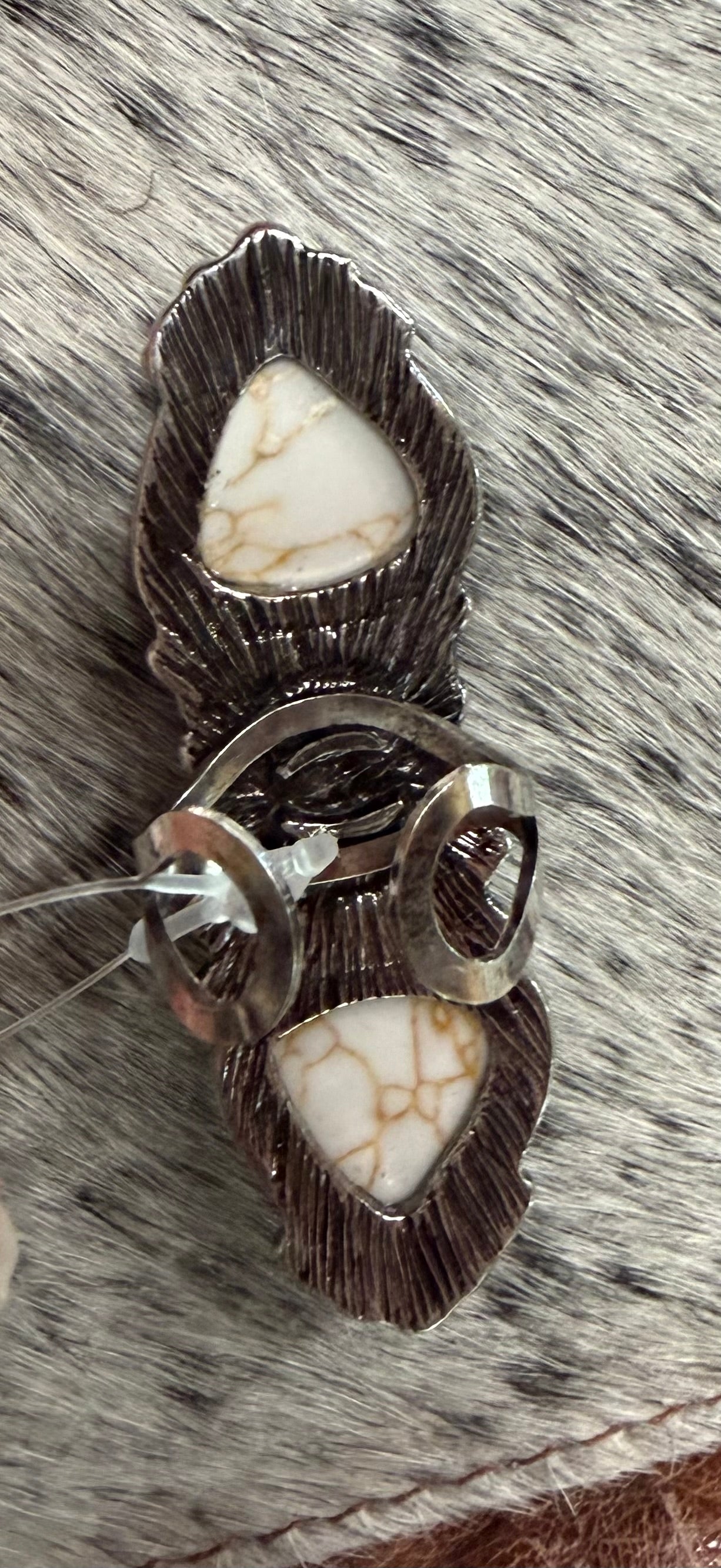 Triple Stone Western Adjustable Ring Hippie Turquoise or Pink and Turquoise