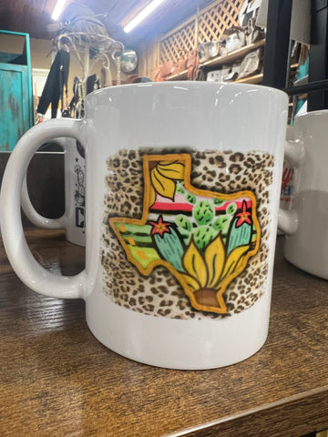 Texas Spirit Serape Sunflower Leopard Coffee Mug