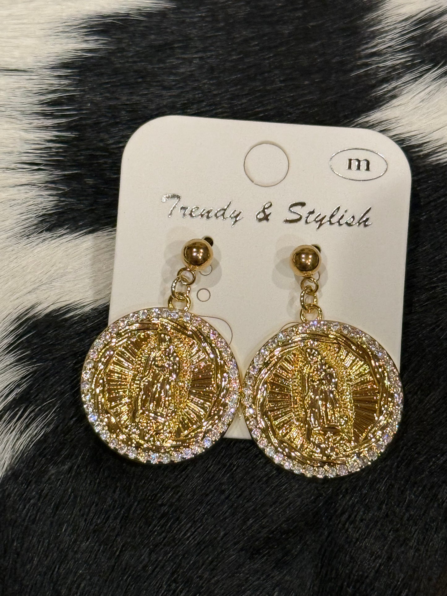 Lady Guadalupe Coin Type Earrings